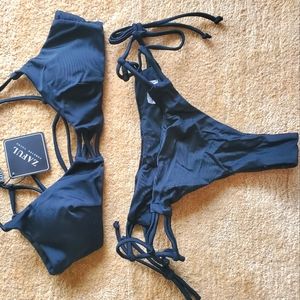 Zaful Lace Up Black Bikini